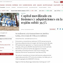 Capital movilizado en fusiones y adquisiciones en la regin subi 39,5%